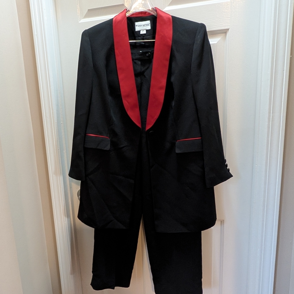 Elegant Black Tuxedo with Red Accents